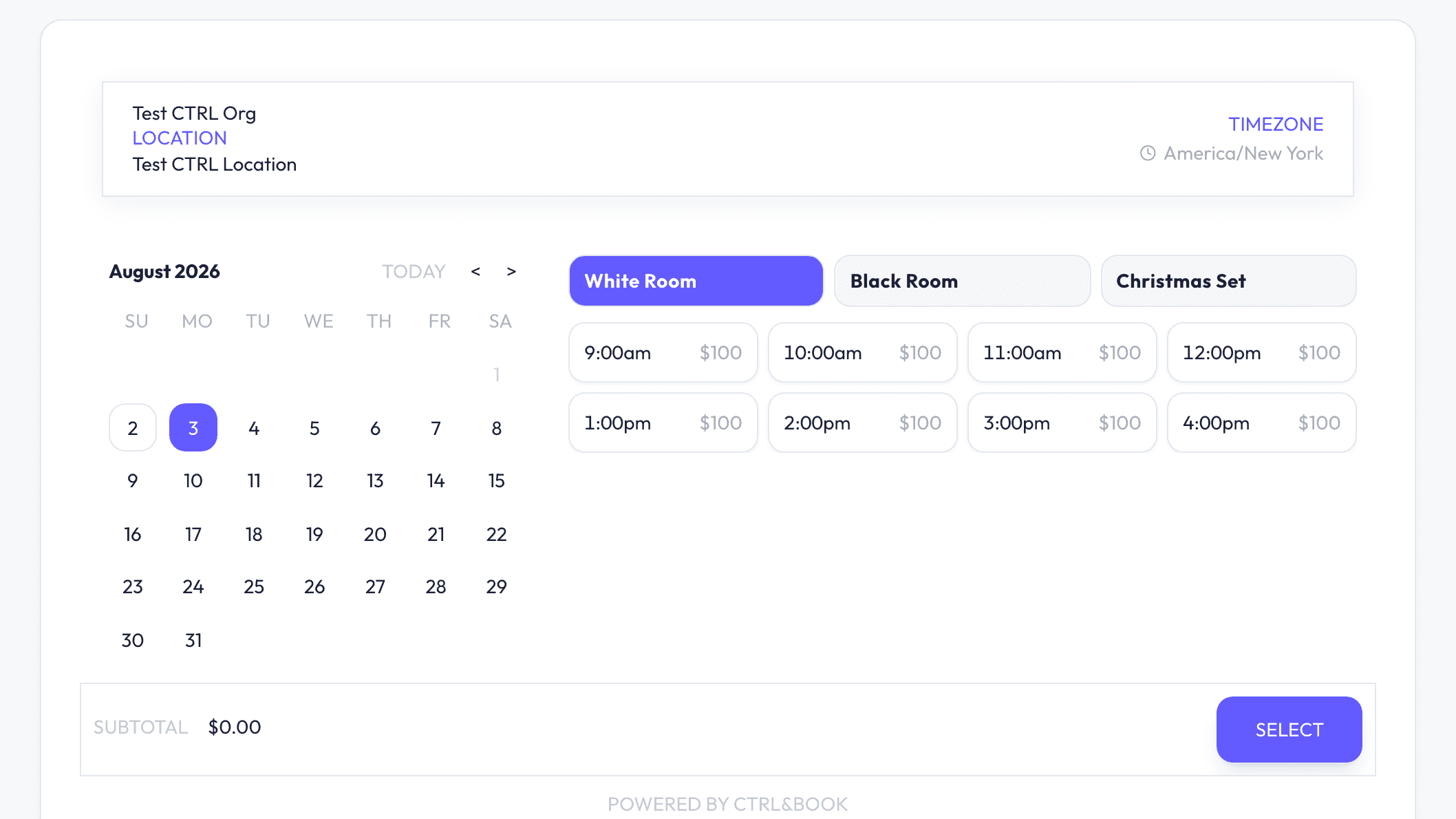 Booking Widget — The customer side, embedded on your own site